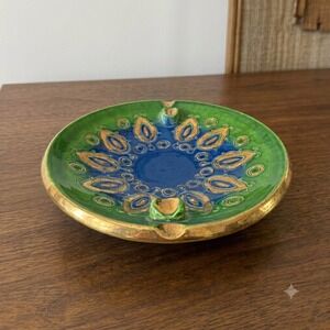 Bitossi Soraya Thai Silk Ashtray Aldo‎ Londi Italy MCM Pottery Dish 7.5"